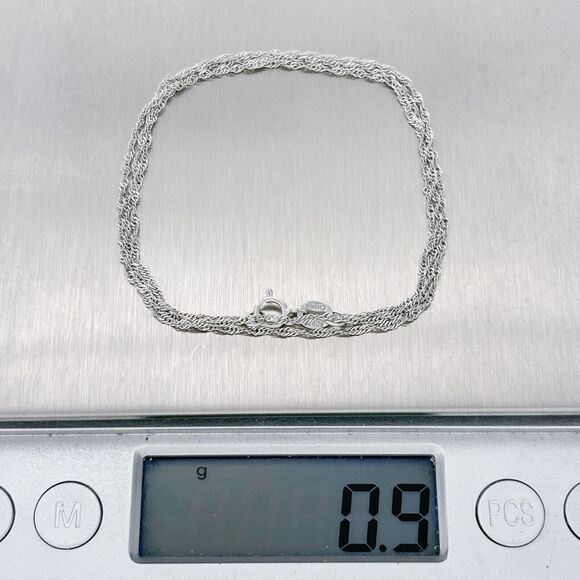 Vintage China FD Sterling Silver 925 1.3mm Rope Chain Necklace 18" - Picture 3 of 3